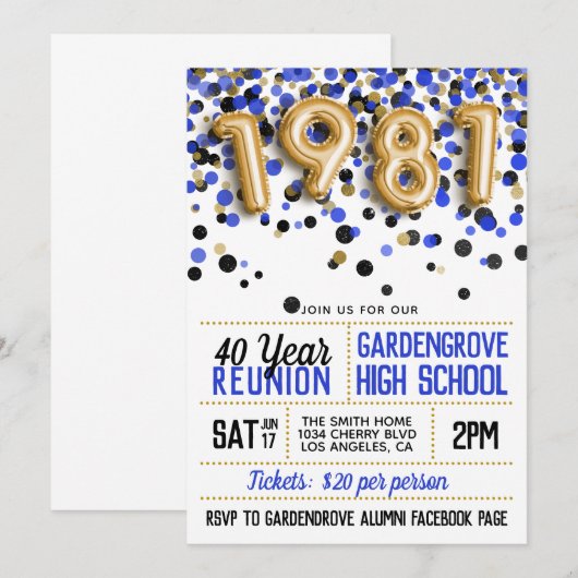 1981年高校懇親会 招待状 (正面/裏面)