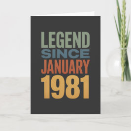 1981年1月生まれの伝説 レトロな誕生日デザイン カード