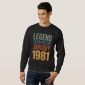 1981年1月生まれの伝説 レトロな誕生日デザイン スウェットシャツ (正面フル)