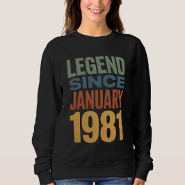 1981年1月生まれの伝説 レトロな誕生日デザイン スウェットシャツ