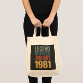1981年1月生まれの伝説 レトロな誕生日デザイン トートバッグ (正面(商品))