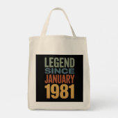 1981年1月生まれの伝説 レトロな誕生日デザイン トートバッグ (裏面)