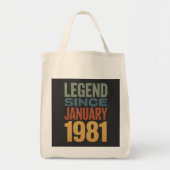 1981年1月生まれの伝説 レトロな誕生日デザイン トートバッグ (正面)