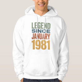 1981年1月生まれの伝説 レトロな誕生日デザイン パーカ