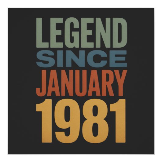 1981年1月生まれの伝説 レトロな誕生日デザイン ポスター (正面)
