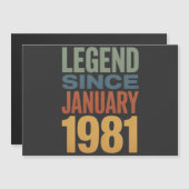 1981年1月生まれの伝説 レトロバースデー マグネット招待状 (正面/裏面)