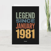 1981年1月生まれの伝説 レトロバースデーTシャツ カード (裏面)