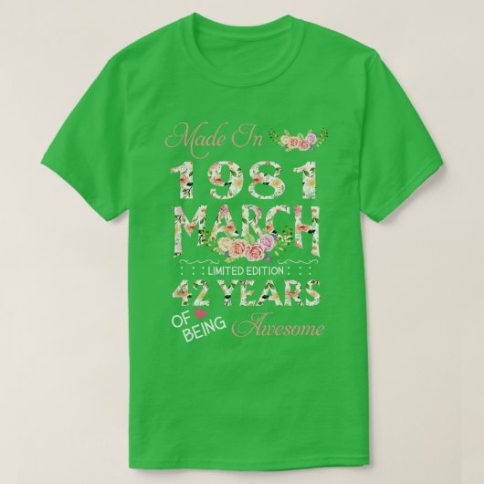 1981年3月に作られたフローラ42年素晴らし Tシャツ (デザイン正面)