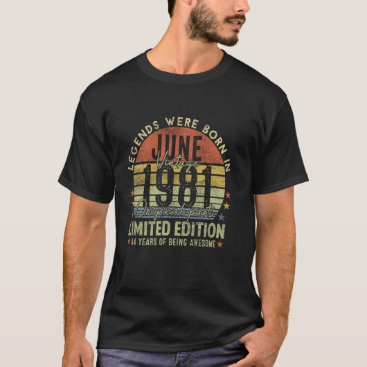 1981年6月以来の伝説 44歳の誕生日 ヴィンテージ Tシャツ (正面)