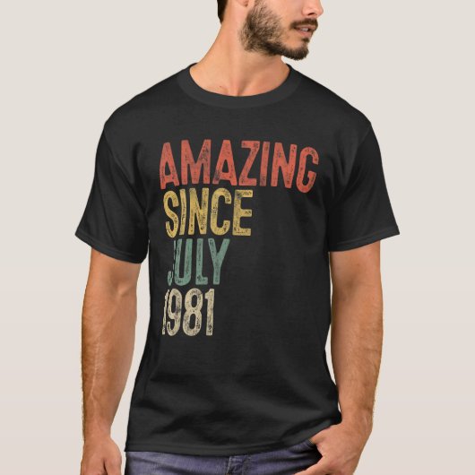1981年7月以来の驚き男性女性40歳の誕生日40 Tシャツ (正面)