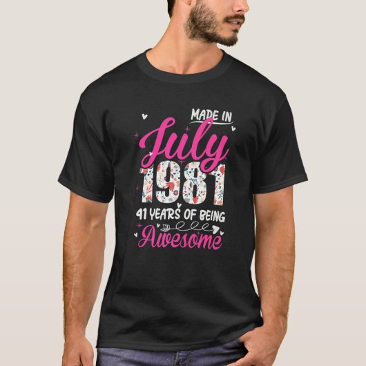 1981年7素晴らし月以来41誕生日フローラ Tシャツ (正面)