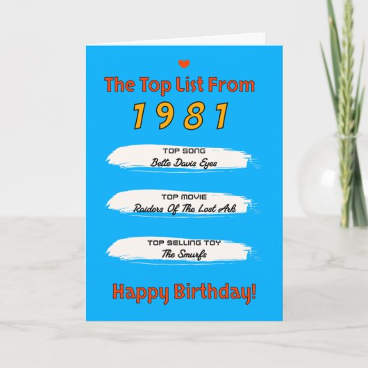 1981年 トップリストの誕生日 カード (正面)
