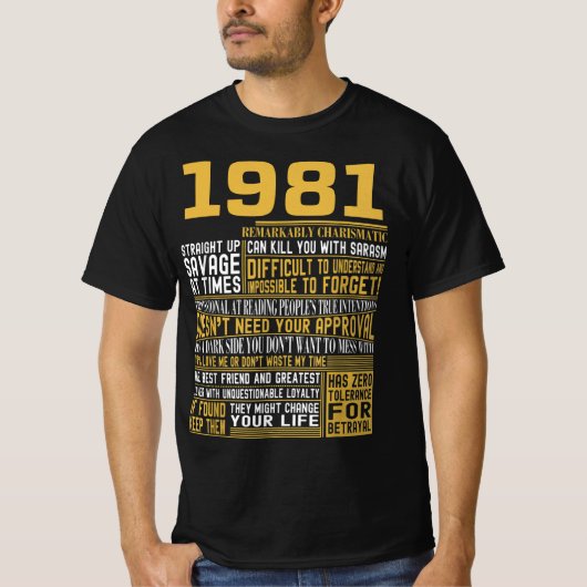 1981最高の生まれ Facts for Mens, Womens, Bday Gif（1981年の Tシャツ (正面)