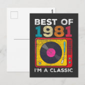 1981生まれヴィンテージ40歳誕生日ビニールクラシックミュージック ポストカード (正面/裏面)