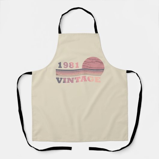 1981生まれ年のヴィンテージ誕生日ギフト エプロン (正面)