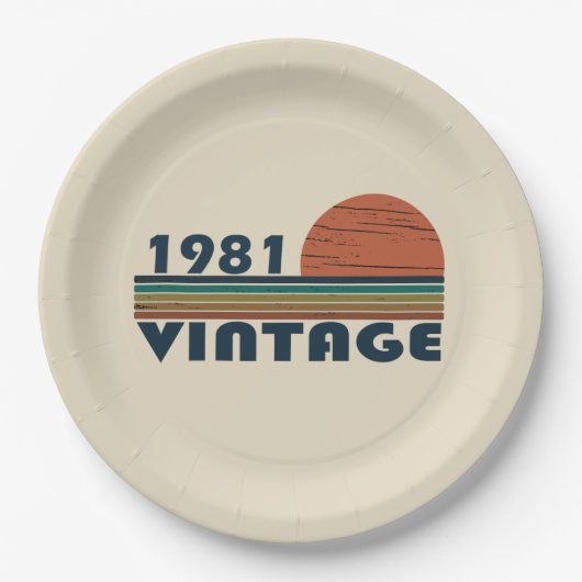 1981生まれ年のヴィンテージ誕生日ギフト ペーパープレート (正面)