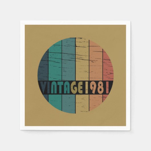 1981生まれ年のヴィンテージ スタンダードカクテルナプキン (正面)