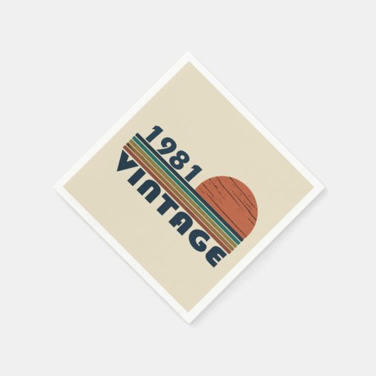 1981生まれ年のヴィンテージ スタンダードカクテルナプキン (角)