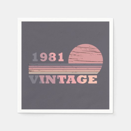 1981生まれ年のヴィンテージ スタンダードカクテルナプキン (正面)