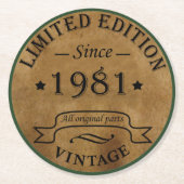 1981生まれ年のヴィンテージ ラウンドペーパーコースター (正面)
