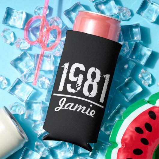 1981生まれ年誕生日パーソナライズされた スリム缶クーラー (インサイチュ 夏)