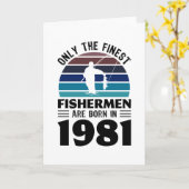 1981生まれ年40歳の誕生日魚釣りプレゼント カード (黄色い花)