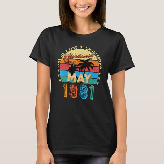 1981素晴らし年5月以来41番目の誕生日ヴィンテージ Tシャツ (正面)