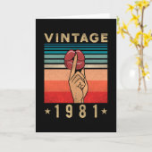 1981誕生日ギフトレトロ女性 カード (黄色い花)