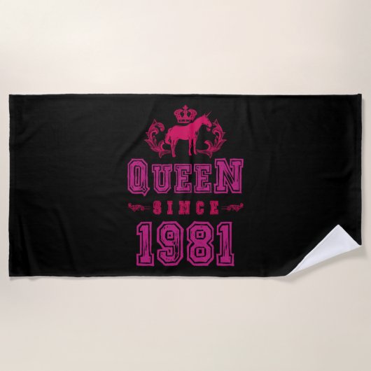 1981 Queen Unicorn ビーチタオル (正面)