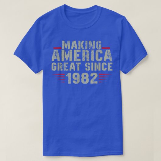 1982おもしろい年のデザインからアメリカを作る Tシャツ (デザイン正面)