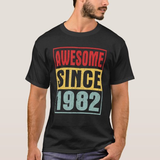 1982年から素晴らしい ヴィンテージ風ダメージ加工 40歳の誕生日 Tシャツ (正面)
