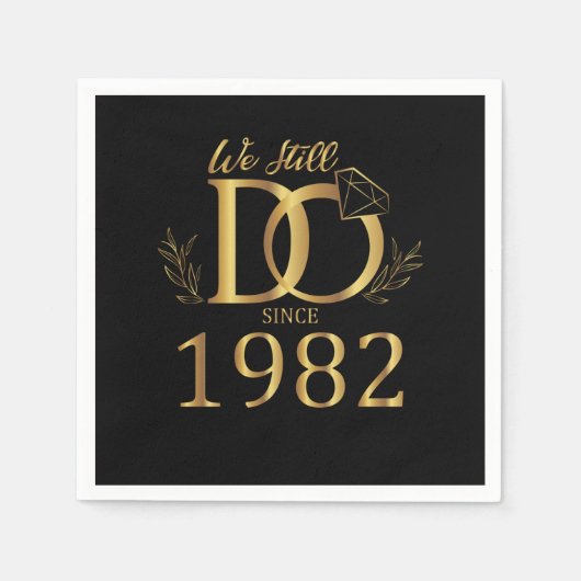 1982年から続く結婚記念日 スタンダードカクテルナプキン (正面)