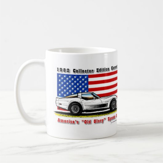 1982年のコレクターの版コルベットのコーヒー・マグ コーヒーマグカップ (左)