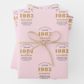 1982年の40歳の誕生日エレガント金ゴールドピンク灰色 ラッピングペーパーシート (インサイチュ)