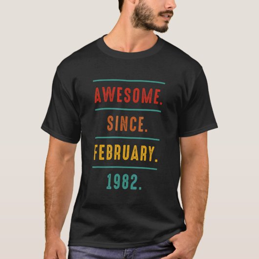 1982年2月素晴らしヴィンテージ40歳 Tシャツ (正面)