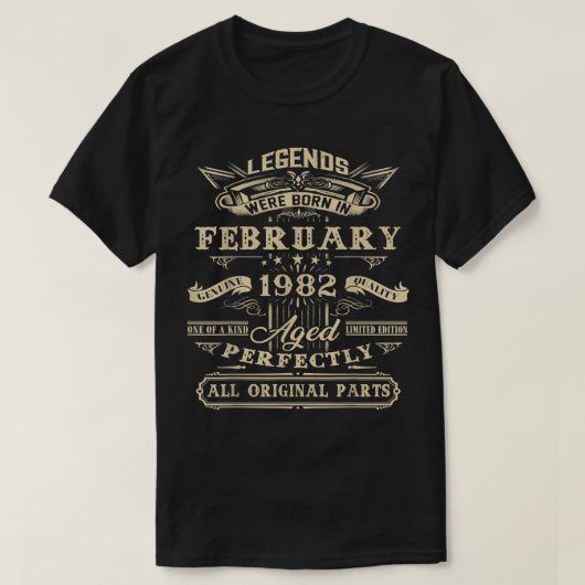 1982年2月、伝説の40歳生まれの誕生祝い  Tシャツ (デザイン正面)