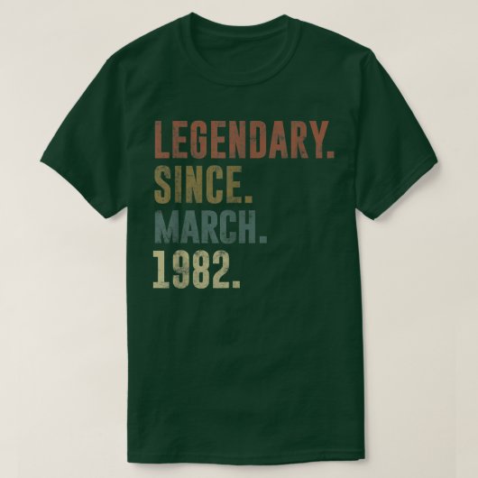 1982年3月から伝説的な40歳のヴィンテージ Tシャツ (デザイン正面)