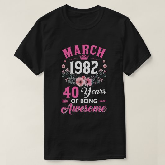 1982年3月作40歳の誕生日の女性 Tシャツ (デザイン正面)