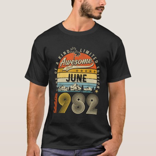 1982年6月ヴィンテージ41日誕生日41歳 Tシャツ (正面)