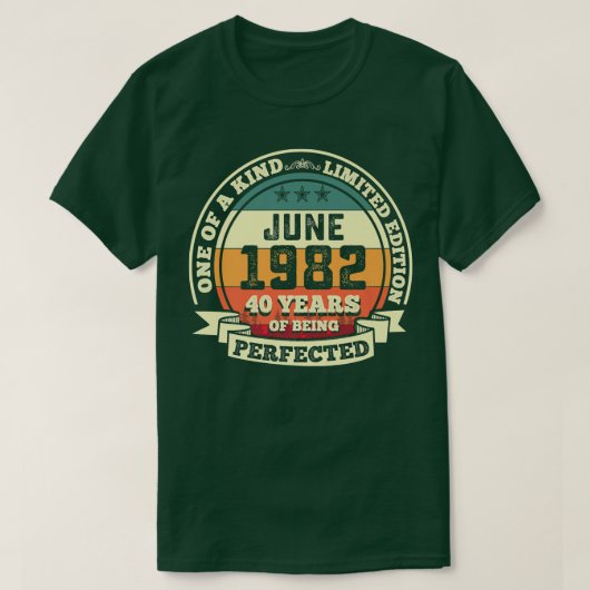 1982年6月40歳の誕生日ギフト40歳の時 Tシャツ (デザイン正面)