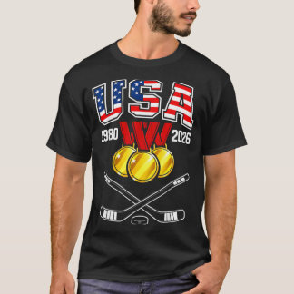 1982年～2026年 アイスホッケー ヴィンテージ USA クロススティック Tシャツ