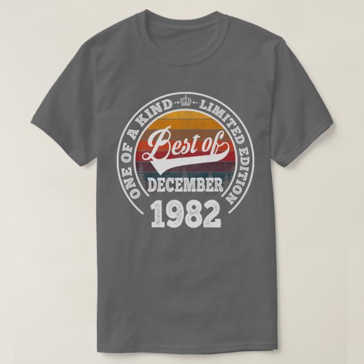 1982最高の年12月40Yeの40歳の誕生日プレゼント Tシャツ (デザイン正面)