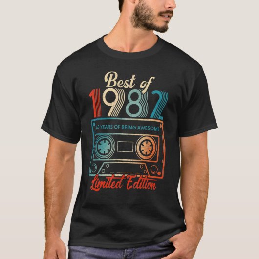 1982最高の年40歳の誕生日カセットテープ Tシャツ (正面)