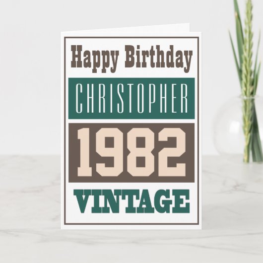 1982生まれ年のグリーティングカード カード (正面)