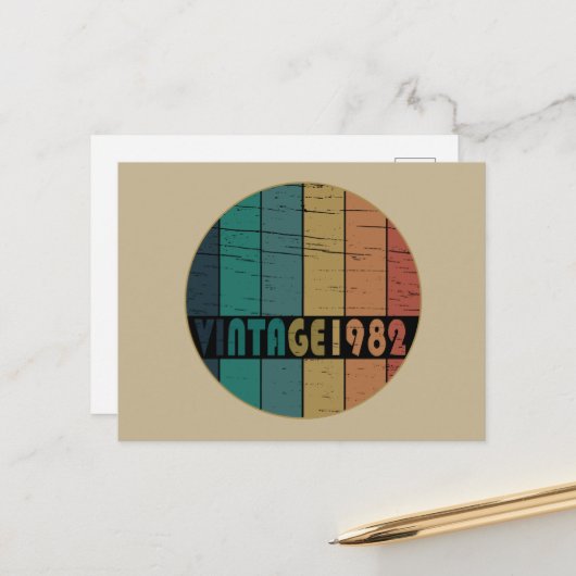 1982生まれ年のヴィンテージ生誕 シーズンポストカード (正面/裏面インサイチュ)
