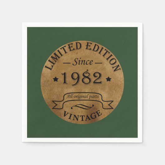 1982生まれ年のヴィンテージ生誕 スタンダードカクテルナプキン (正面)