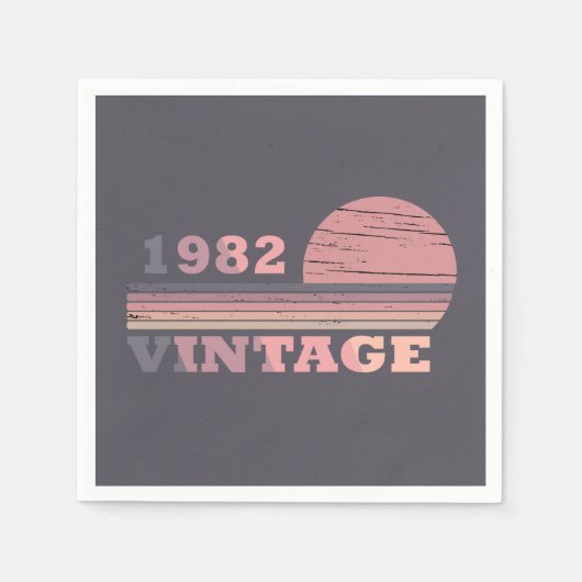 1982生まれ年のヴィンテージ生誕 スタンダードカクテルナプキン (正面)
