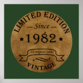 1982生まれ年のヴィンテージ生誕 ポスター (正面)