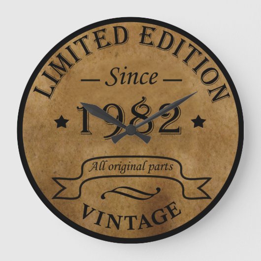 1982生まれ年のヴィンテージ生誕 ラージ壁時計 (正面)
