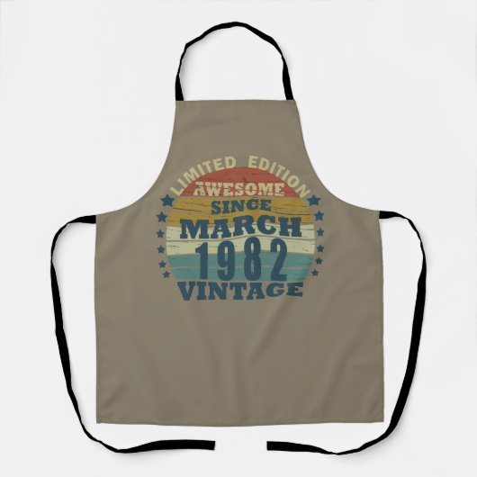 1982生まれ年のヴィンテージ誕生日ギフト エプロン (正面)